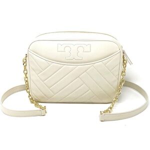 Tory Burch Cream Crossbody Bag with Gold Chain